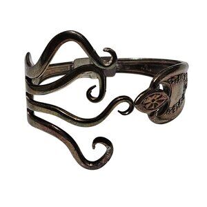 Vintage Spoon Bracelet Intricate Swirl Design Floral Motif Adjustable Fit Women